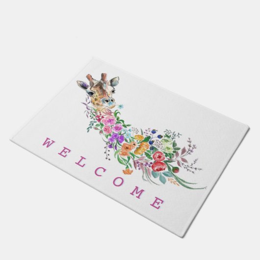 Floral Giraffe Doormat Deurmat (Schuin)