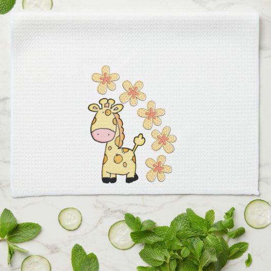 Floral Giraffe Kitchen Hand Towel Theedoek (Gevouwen)