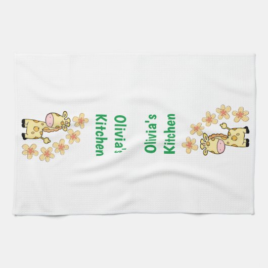 Floral Giraffe Kitchen Hand Towel Theedoek (Horizontaal)