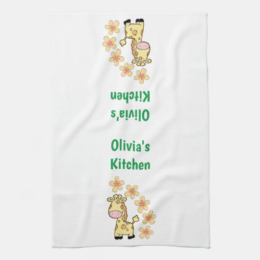 Floral Giraffe Kitchen Hand Towel Theedoek (Verticaal)