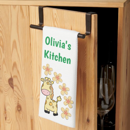 Floral Giraffe Kitchen Hand Towel Theedoek (Derde Gevouwen)