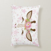Floral Giraffe op roze sterren Accent Kussen (Achterkant (Verticaal))