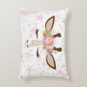 Floral Giraffe op roze sterren Accent Kussen (Voorkant(Verticaal))