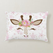 Floral Giraffe op roze sterren Accent Kussen (Achterkant)