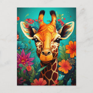 Floral Giraffe Portrait-9319 Briefkaart