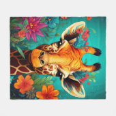 Floral Giraffe Portrait-9319 Fleece Deken (Voorkant (Horizontaal))