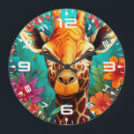 Floral Giraffe Portrait-9319 Grote Klok<br><div class="desc">Floral Giraffe Portrait-9319</div>