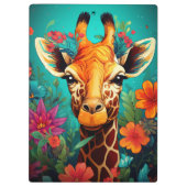 Floral Giraffe Portrait-9319 Klembord (Achterkant)