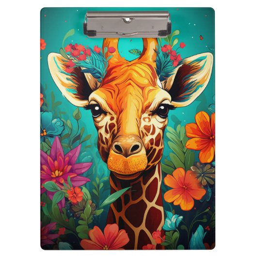 Floral Giraffe Portrait-9319 Klembord (Voorkant)