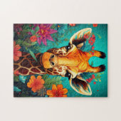 Floral Giraffe Portrait-9319 Legpuzzel (Horizontaal)