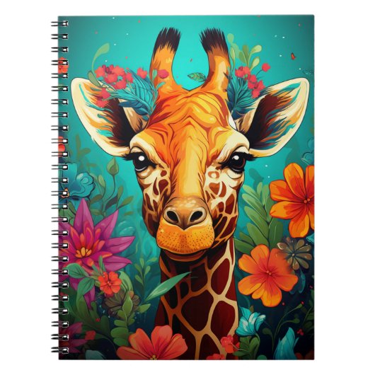 Floral Giraffe Portrait-9319 Notitieboek (Voorkant)