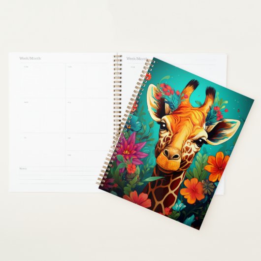 Floral Giraffe Portrait-9319 Planner (Display)