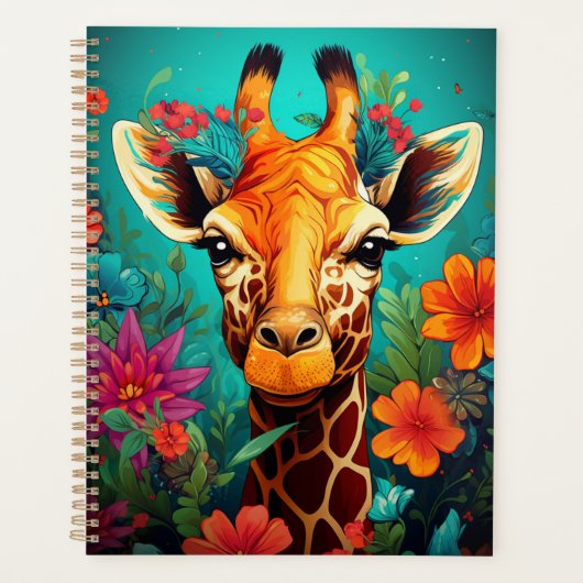 Floral Giraffe Portrait-9319 Planner (Voorkant)