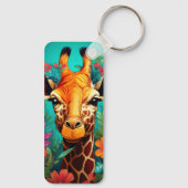 Floral Giraffe Portrait-9319 Sleutelhanger (Achterkant)