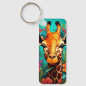 Floral Giraffe Portrait-9319 Sleutelhanger (Voorkant)