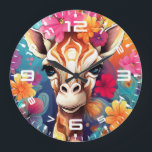 Floral Giraffe Portrait-9320 Grote Klok<br><div class="desc">Floral Giraffe Portrait-9320</div>