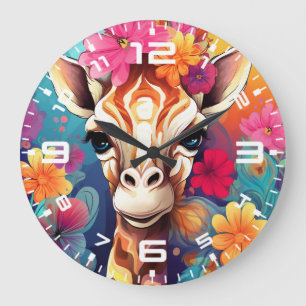 Floral Giraffe Portrait-9320 Grote Klok