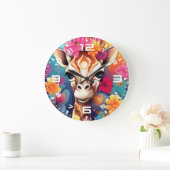 Floral Giraffe Portrait-9320 Grote Klok (Huis)