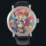 Floral Giraffe Portrait-9320 Horloge<br><div class="desc">Floral Giraffe Portrait-9320</div>