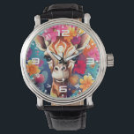 Floral Giraffe Portrait-9320 Horloge<br><div class="desc">Floral Giraffe Portrait-9320</div>