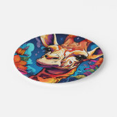 Floral Giraffe Portrait-9320 Papieren Bordje (Gekanteld)