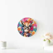 Floral Giraffe Portrait-9320 Ronde Klok (Huis)
