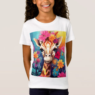 Floral Giraffe Portrait-9320 T-shirt