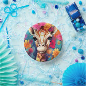 Floral Giraffe Portrait-9321 Papieren Kommen (Feest)