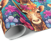 Floral Giraffe Portrait-9322 Cadeaupapier (Rol Hoek)