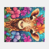 Floral Giraffe Portrait-9322 Fleece Deken (Voorkant (Horizontaal))