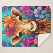 Floral Giraffe Portrait-9322 Sherpa Deken (Voorkant (horizontaal))
