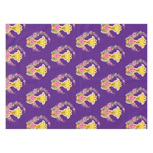 Floral Giraffe Roses Tablecloth Tafelkleed (Voorkant (Horizontaal))