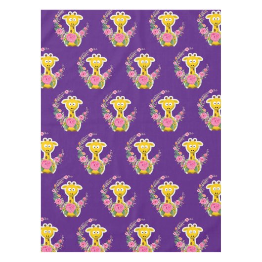 Floral Giraffe Roses Tablecloth Tafelkleed (Voorkant)