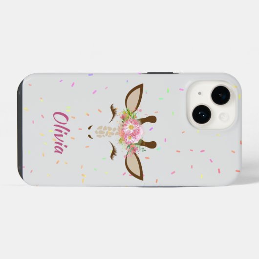 Floral Giraffe Sprinkles Kind iPhone Hoesje (Achterkant horizontaal)