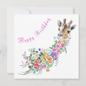 Floral Giraffe Verjaardag Kaart (Achterkant)