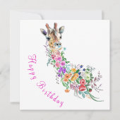 Floral Giraffe Verjaardag Kaart (Voorkant)