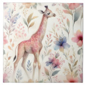 Floral Giraffe Wall Tegel Design Tegeltje (Voorkant)