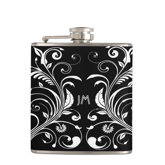 Floral giral  elegant monogram heupfles (Voorkant)