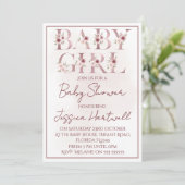 Floral Girl Baby Shower Invitation Kaart (Staand voorkant)