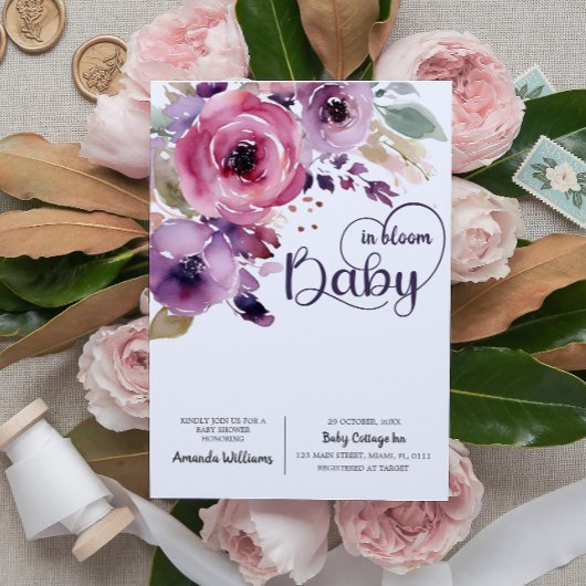 Floral Girl Baby shower Kaart