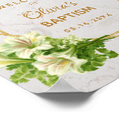 Floral Girl Baptism Gold Marble Lilies Welkom Poster (Hoek)