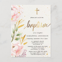 Floral Girl Baptism Invitation Briefkaart