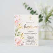 Floral Girl Baptism Invitation Briefkaart (Staand voorkant)