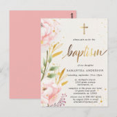 Floral Girl Baptism Invitation Briefkaart (Voorkant / Achterkant)