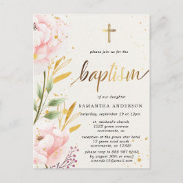 Floral Girl Baptism Invitation Briefkaart