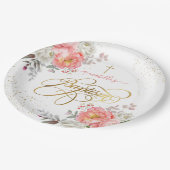 Floral Girl Baptism  Papieren Bordje (Gekanteld)