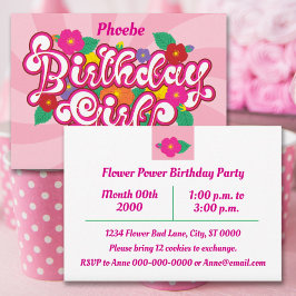 Floral Girl Birthday Party Invitation Kaart