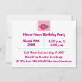Floral Girl Birthday Party Invitation Kaart (Achterkant)