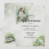  Floral Girl Eerste Communie Kaart (Voorkant / Achterkant)