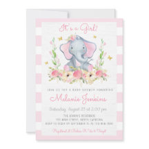 Floral Girl Elephant Baby shower